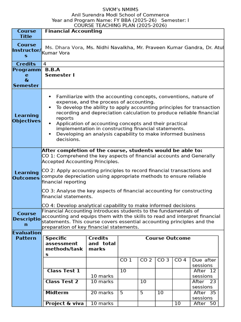 Financial Accounting Course Overview | PDF | Debits And Credits ...