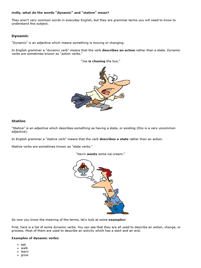 Understanding Dynamic Verbs in English | PDF | Verb | English Grammar