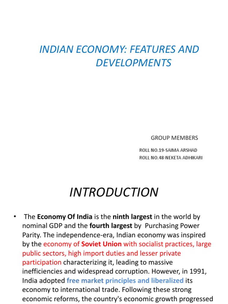Overview of Indian Economy Features | PDF | Economy Of India | Economic ...