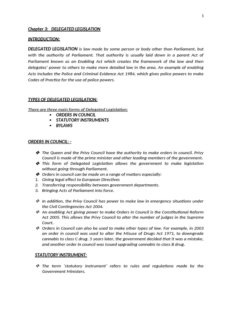 Understanding Delegated Legislation Types | PDF | Governance | Legal ...