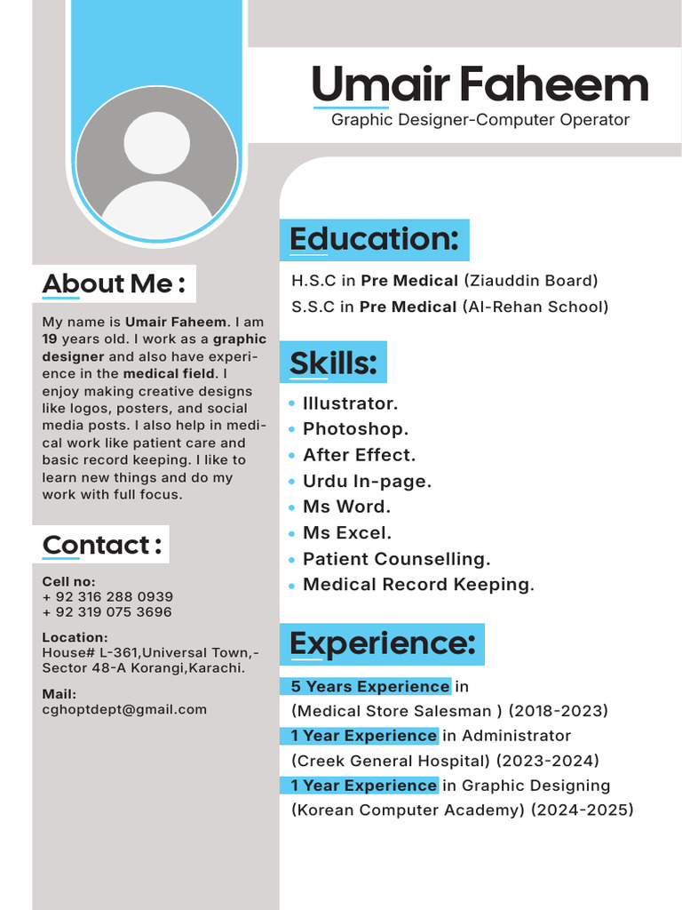 Umair Faheem: Medical & Design Expertise | PDF
