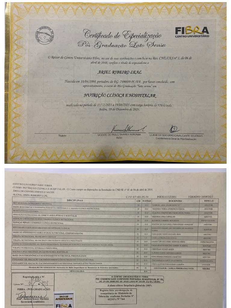 Certificado Da Pós Graduação - Ariel Leal PDF | PDF