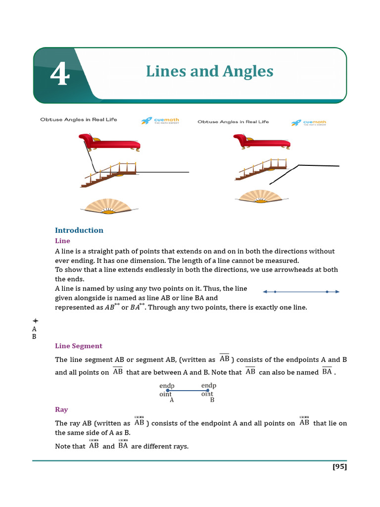 Lines and Angles for Class 7 | PDF | Line (Geometry) | Angle
