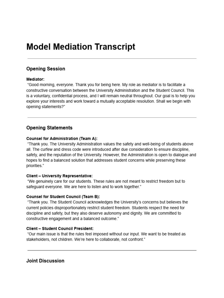 University Mediation Agreement Summary | PDF | Mediation