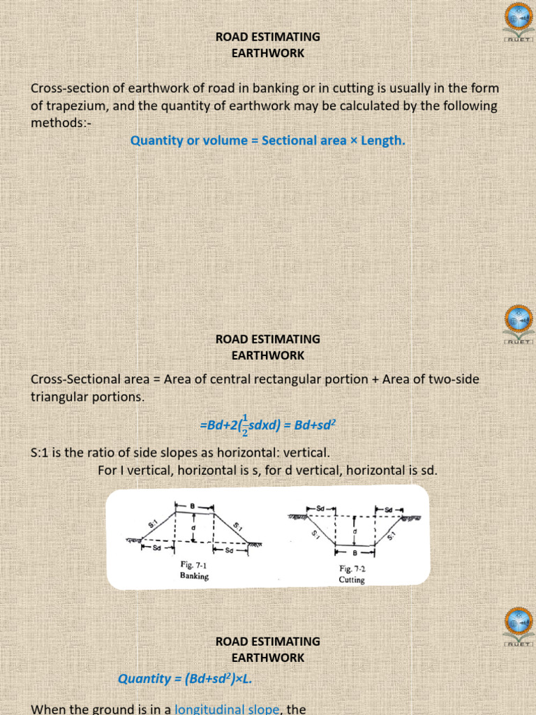 Earthwork Estimation for Road Construction | PDF | Area | Quantity