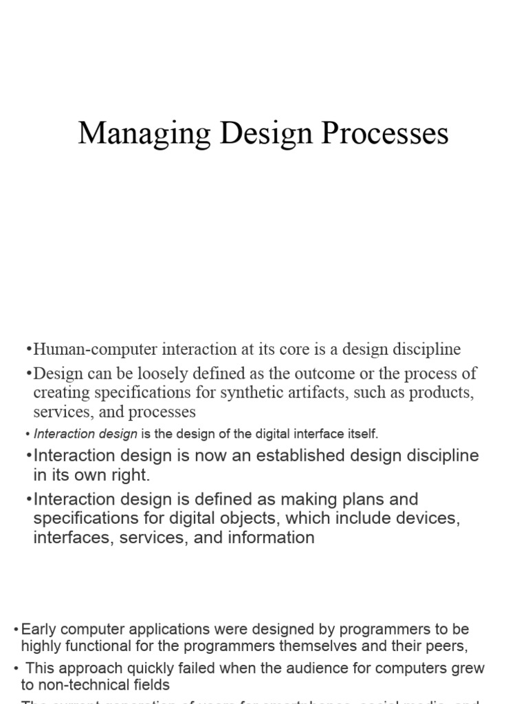 Managing Design Processes | PDF | Usability | Software Development