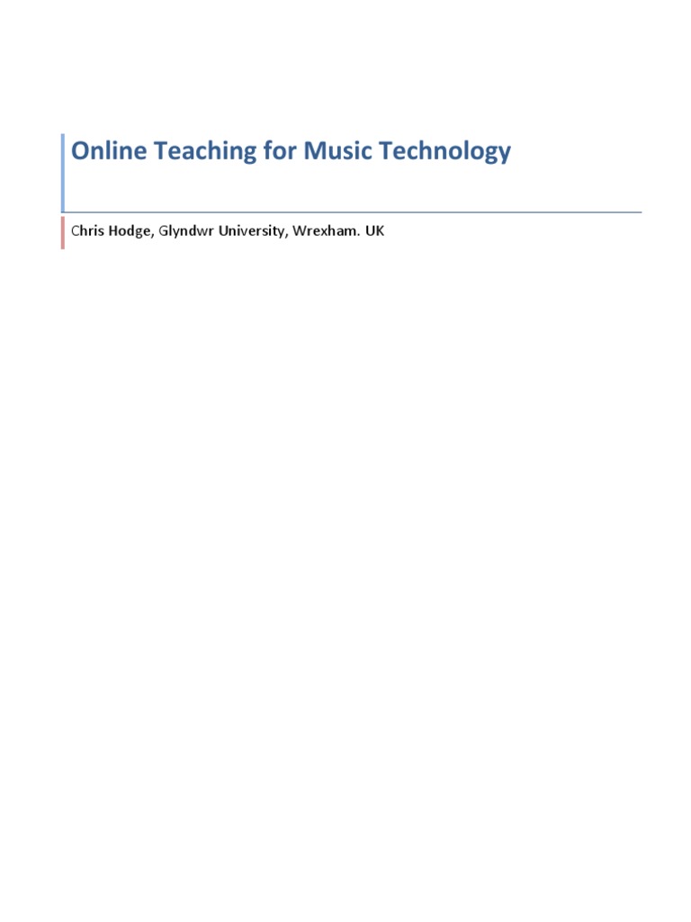 Online Teaching in Music Technology | PDF | Educational Technology ...