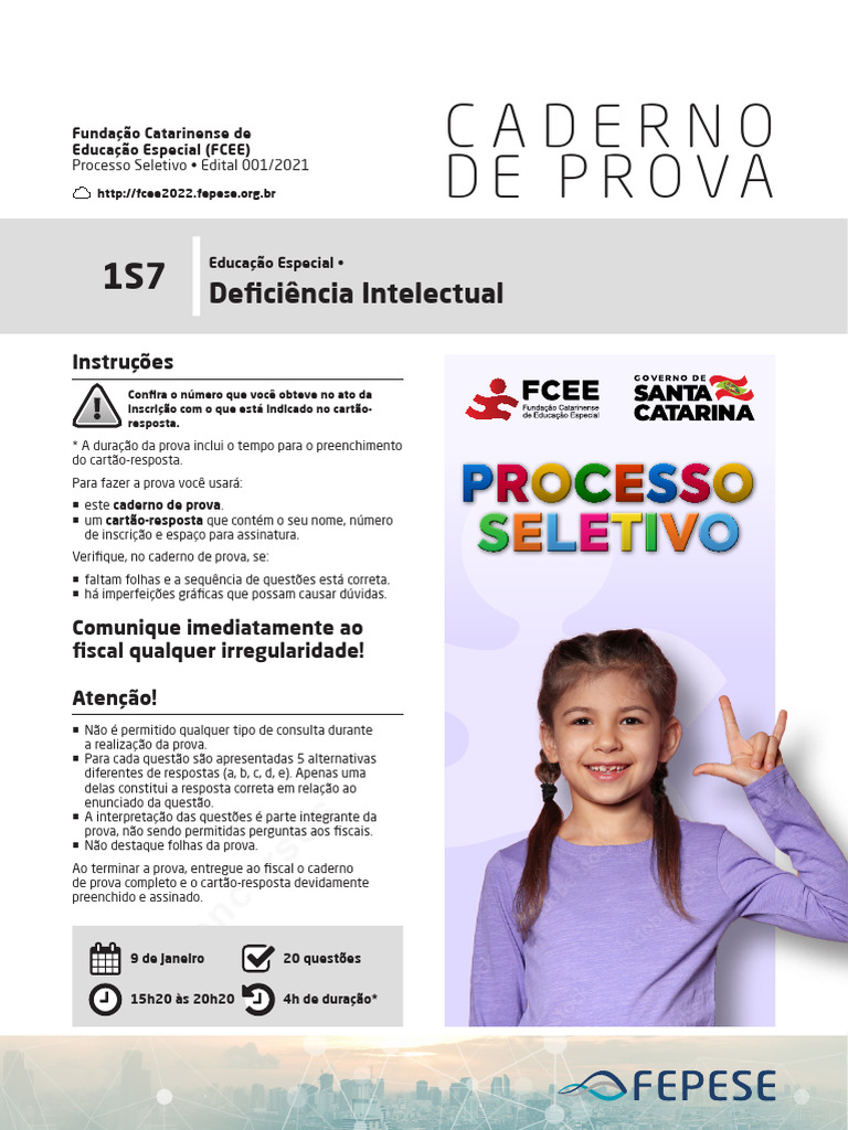 Prova de Educação Especial FCEE 2021 | PDF | Educação Especial ...