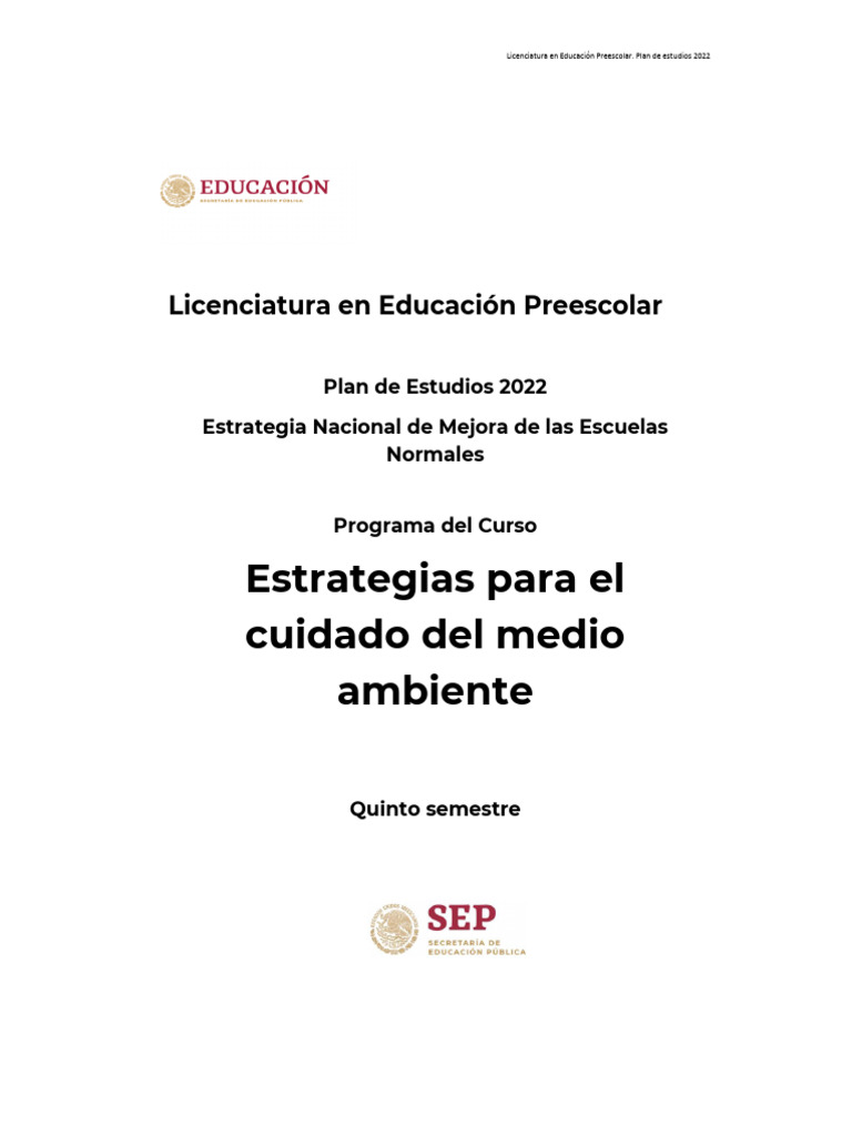 Estrategias para Cuidar el Ambiente | PDF | Plan de estudios ...
