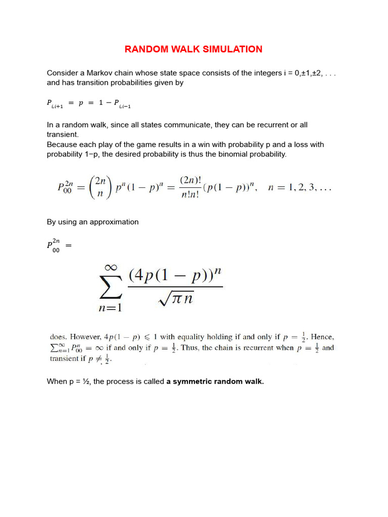 Random Walk and Markov Chain Simulations | PDF | Markov Chain | Applied ...