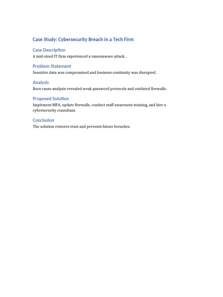 Cybersecurity Breach Case Study | PDF