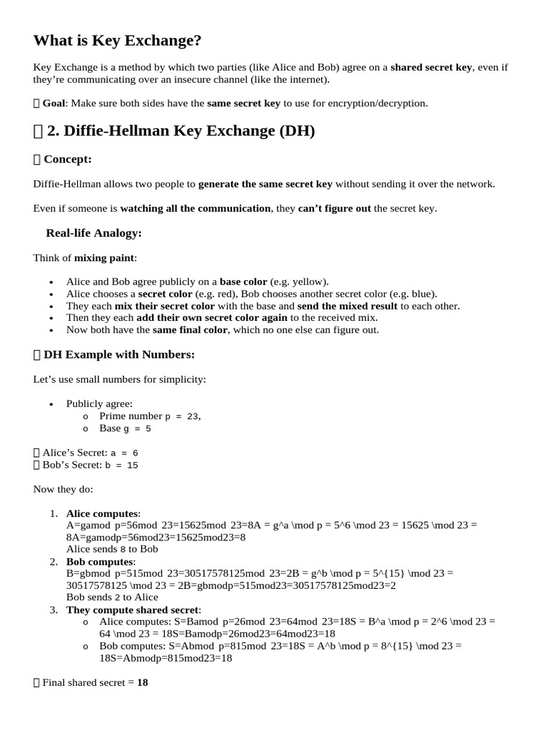 Key Exchange Methods in Cryptography | PDF | Public Key Cryptography ...