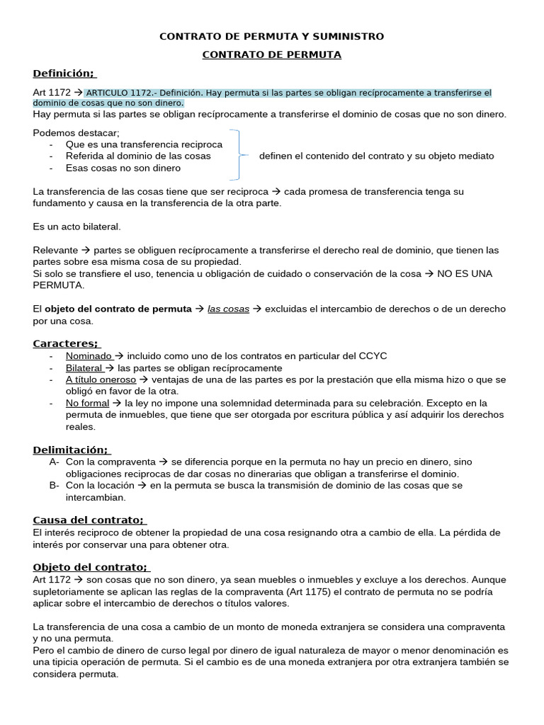 Contrato de Permuta y Suministro: Claves Jurídicas | PDF | Propiedad