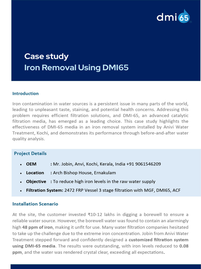 DMI-65 Case Study: Effective Iron Removal | PDF | Iron | Magnesium