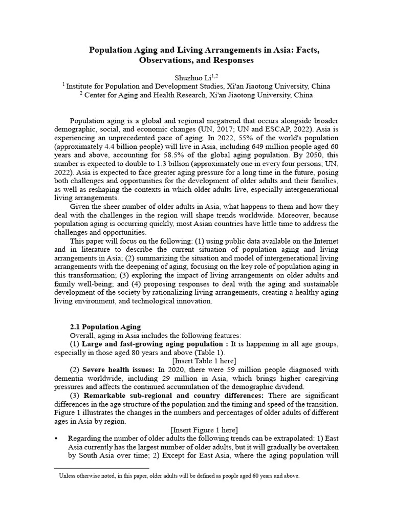 Aging Population and Living Arrangements in Asia | PDF | Cost Of Living ...
