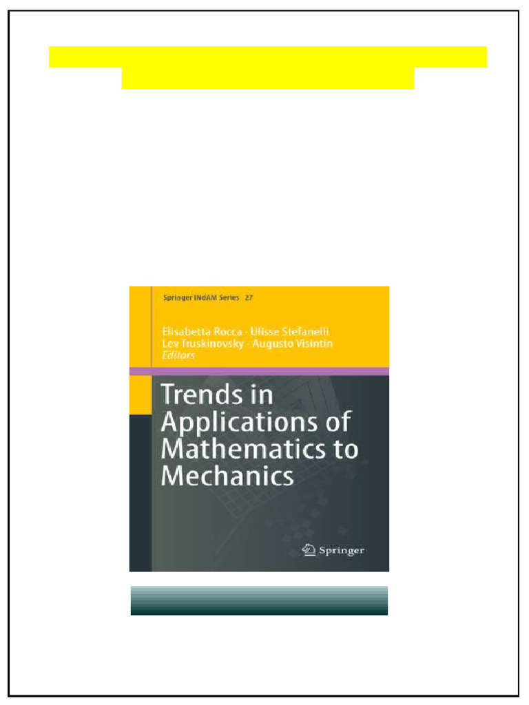 Trends in Applications of Mathematics To Mechanics Elisabetta Rocca ...