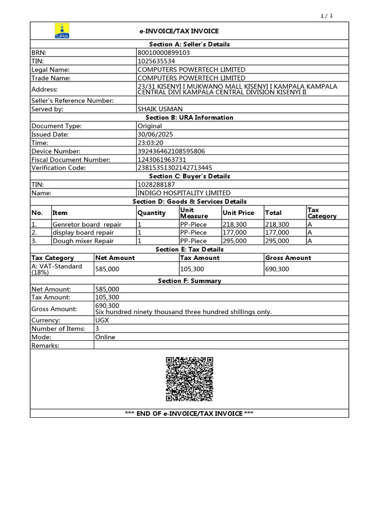 e-Invoice for Computers Powertech | PDF