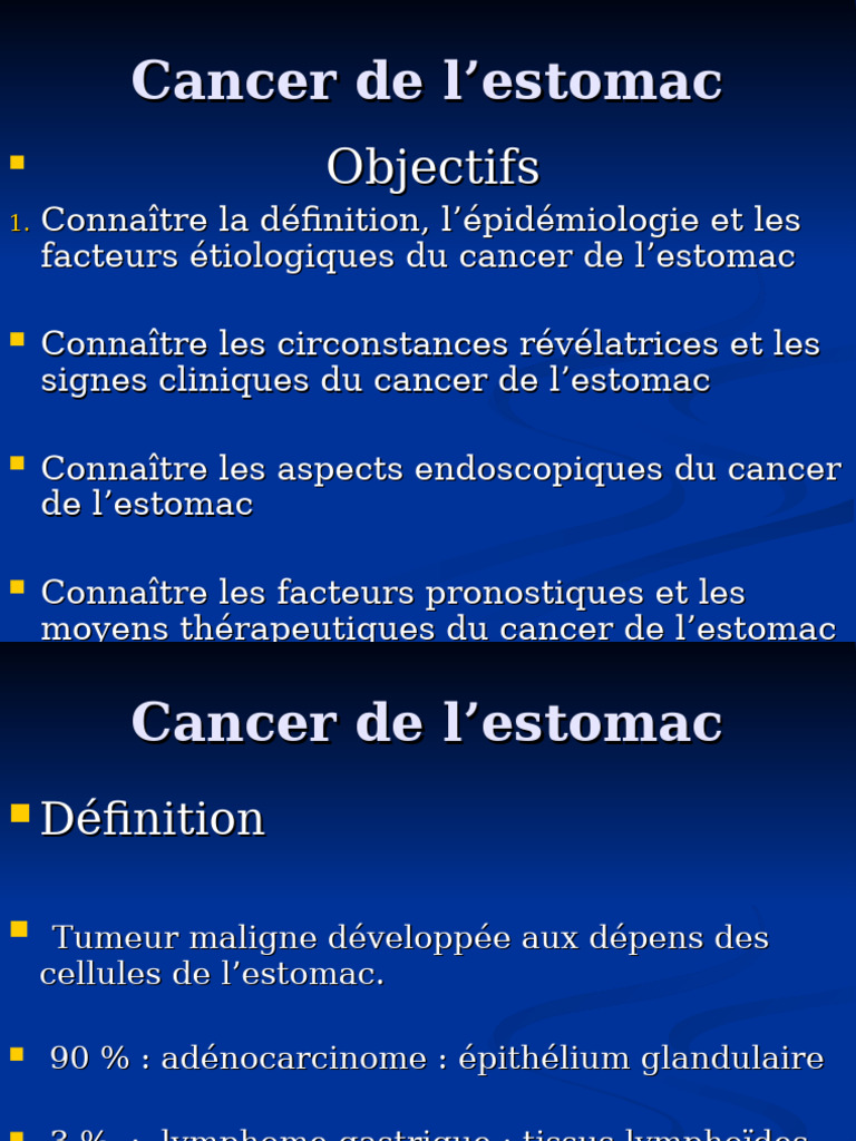 Symptômes du cancer de l'estomac PDF Cancer Estomac — free download