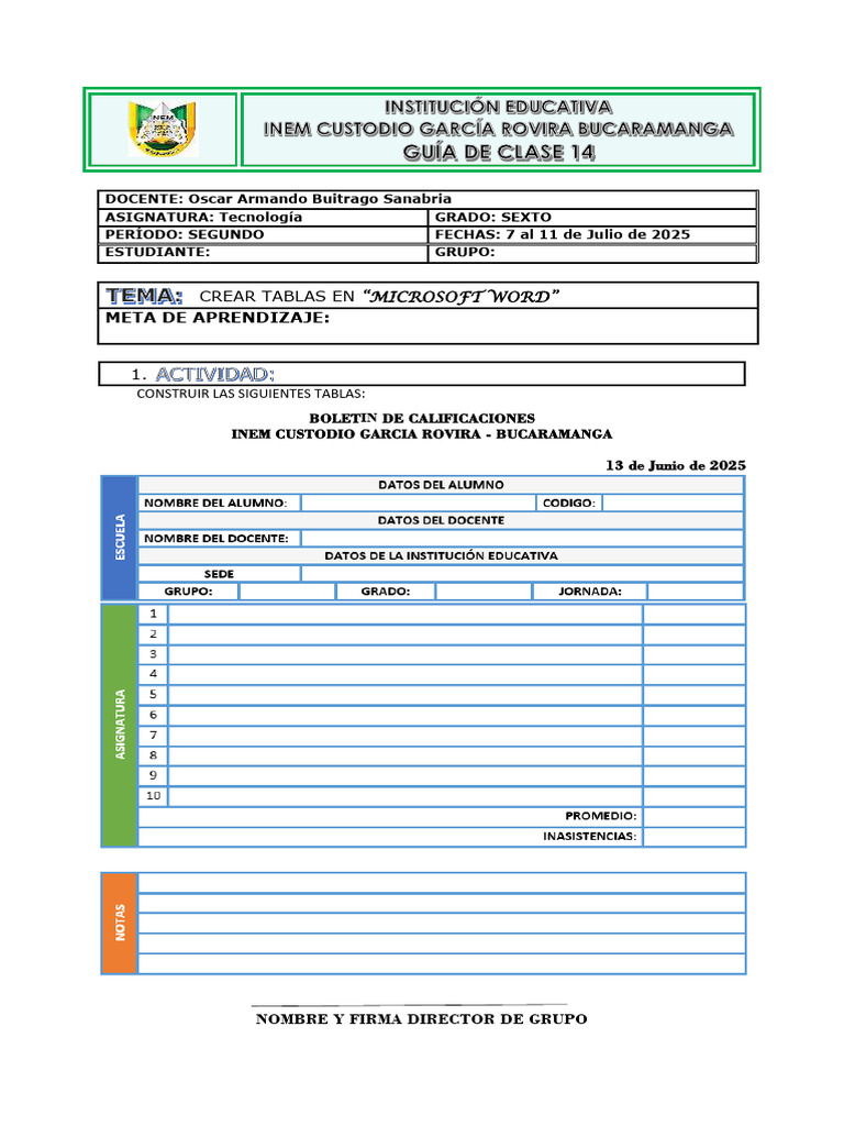 Guia 14 Informatica Sexto Oscar Buitrago2 | PDF