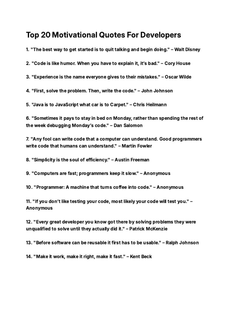 Motivational Quotes For Developers | PDF