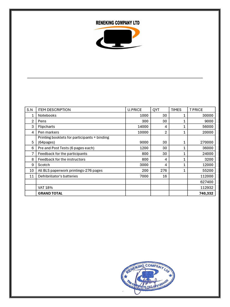 Proforma Invoice for Operation Smile Rwanda | PDF