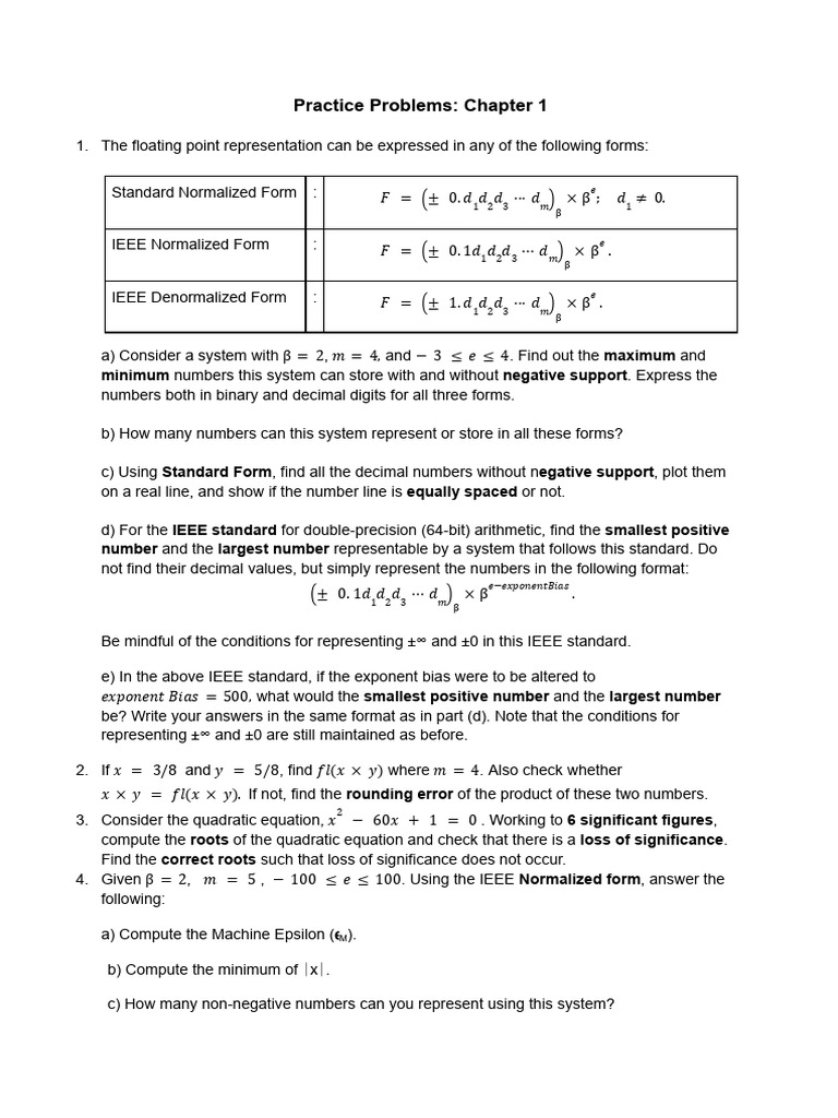 Floating Point Representation Practice Problems | PDF | Numbers ...