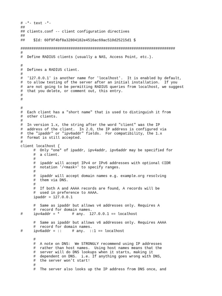 RADIUS Client Configuration Guide | PDF | Domain Name System | Radius