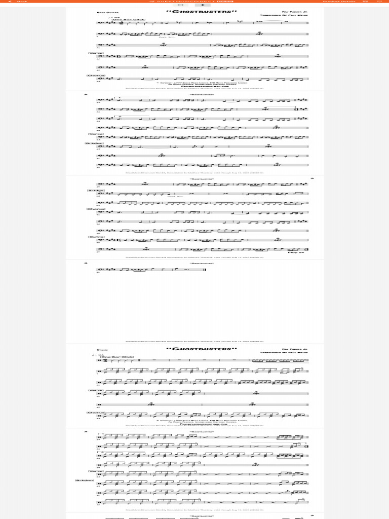 Ghost Busters - Cover Band Charts | PDF