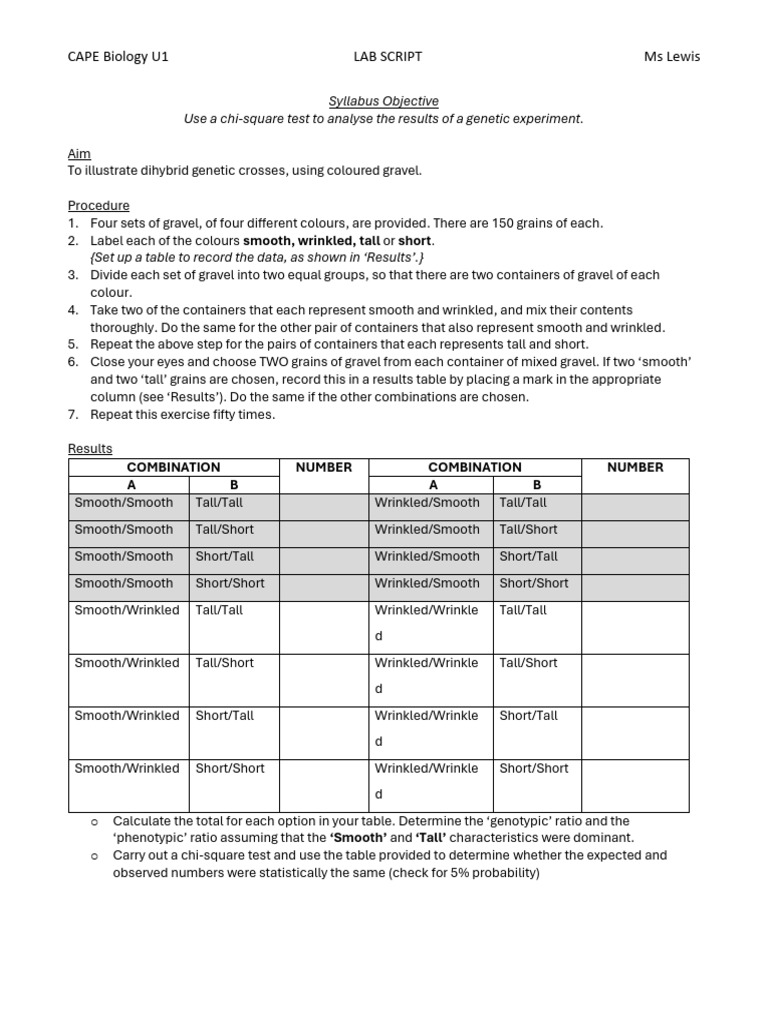 Chi-Square Test in Dihybrid Genetics | PDF
