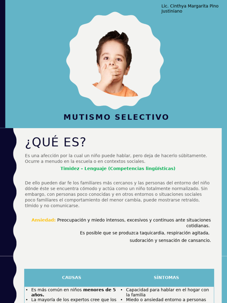 Mutismo Selectivo en Niños: Causas y Soluciones | PDF | Timidez | Las ...
