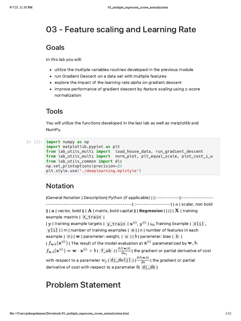 Feature Scaling and Gradient Descent | PDF | Standard Score | Contour Line