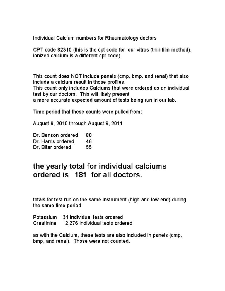 Calcium Totals | PDF