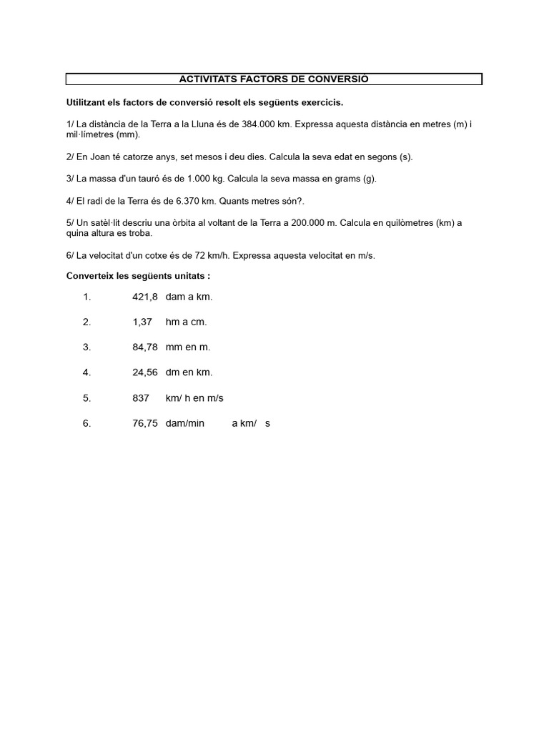 Factors de Conversió | PDF