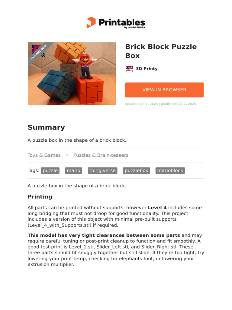 Brick Block Puzzle Box Instructions | PDF