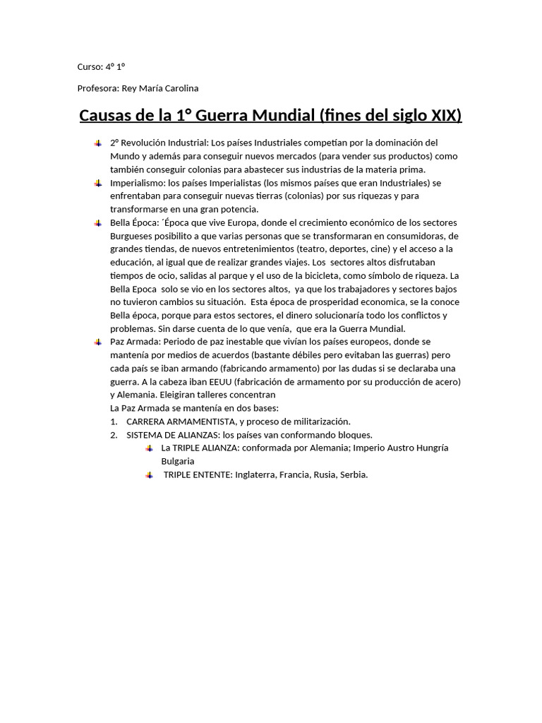 Causas y Consecuencias de la 1° Guerra Mundial | PDF | Austria Hungría ...