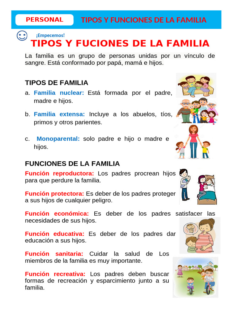 d3 a2 Ficha Ps. Tipos y Funciones de La Familia | PDF