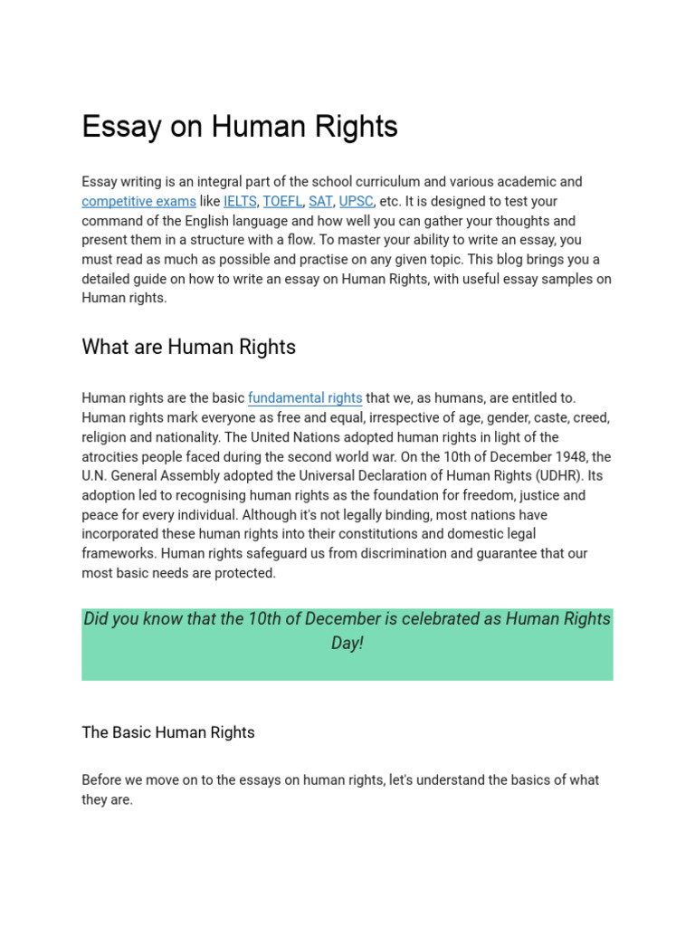 Guide to Writing Human Rights Essays | PDF | Human Rights | Rights
