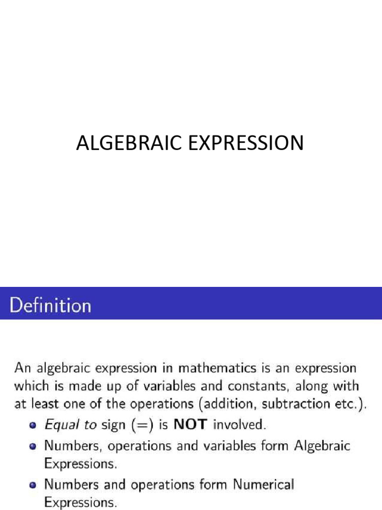 Algebraic Expression | PDF