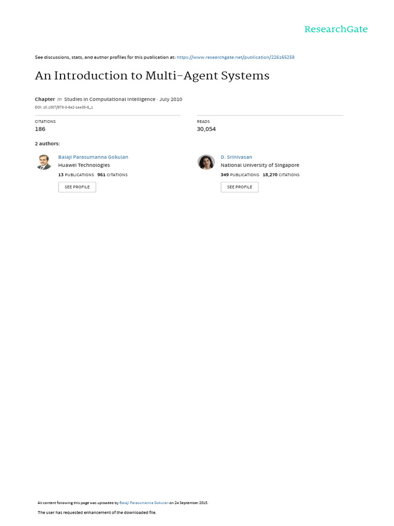Introduction to Multi-Agent Systems | PDF | Hierarchy | Information