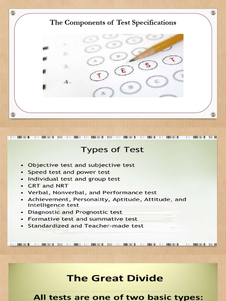 The Components of Test Specifications | PDF | Validity (Statistics ...