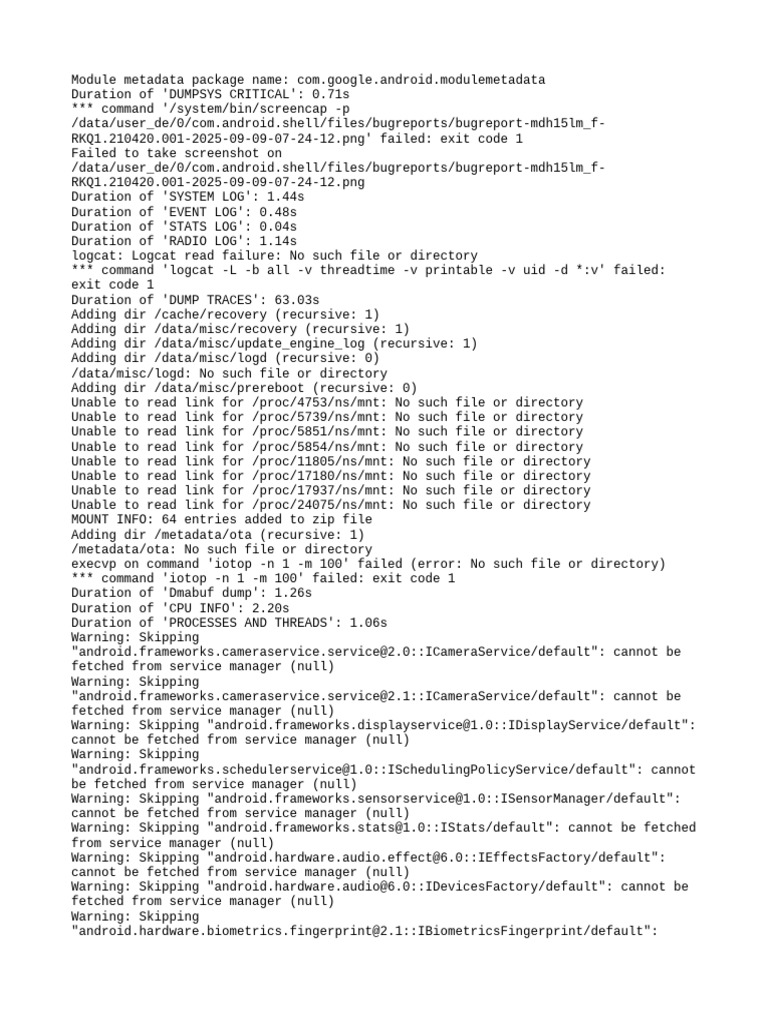 Bugreport mdh15lm - F RKQ1.210420.001 2025 09 09 07 24 12 Dumpstate ...