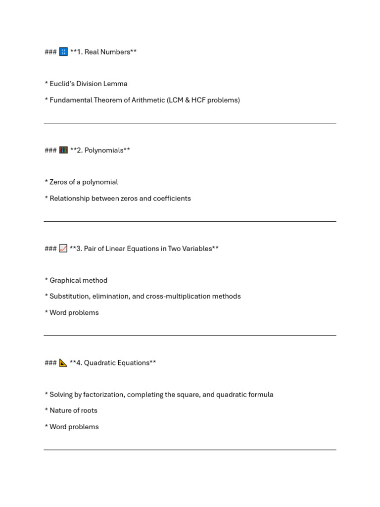 Key Maths Topics for Exams | PDF