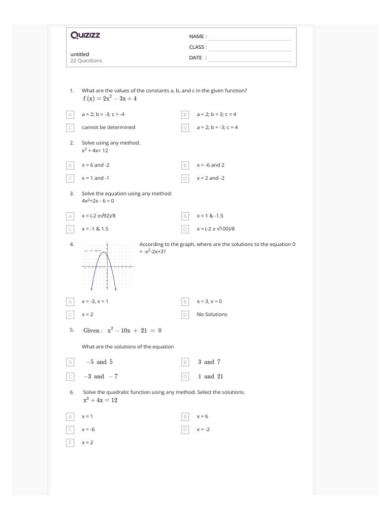 06.a 2.3 Drive and Apply The Quadratic Functions | PDF | Quadratic ...