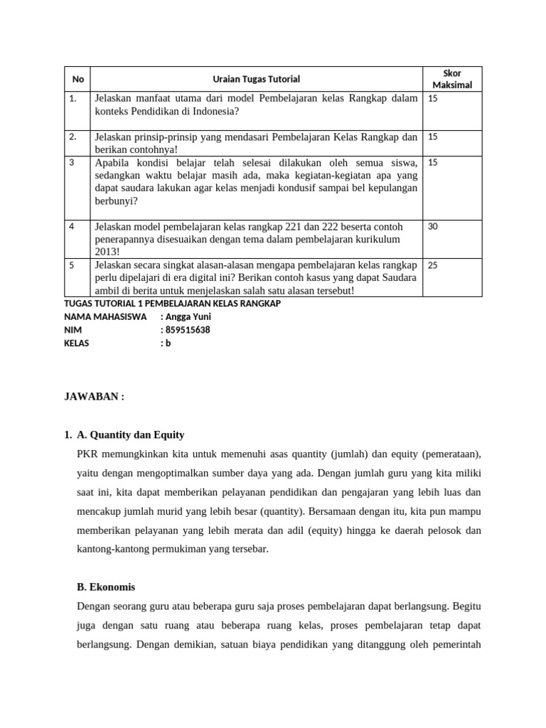 Manfaat dan Prinsip Pembelajaran Kelas Rangkap | PDF