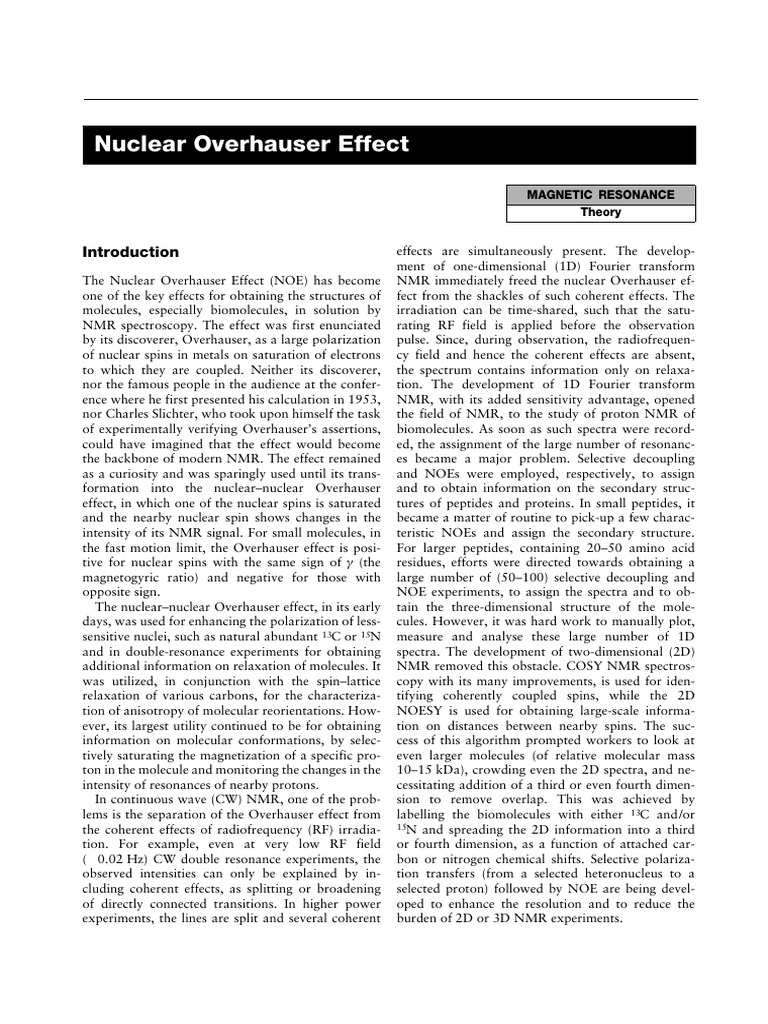 Understanding the Nuclear Overhauser Effect | PDF | Two Dimensional ...