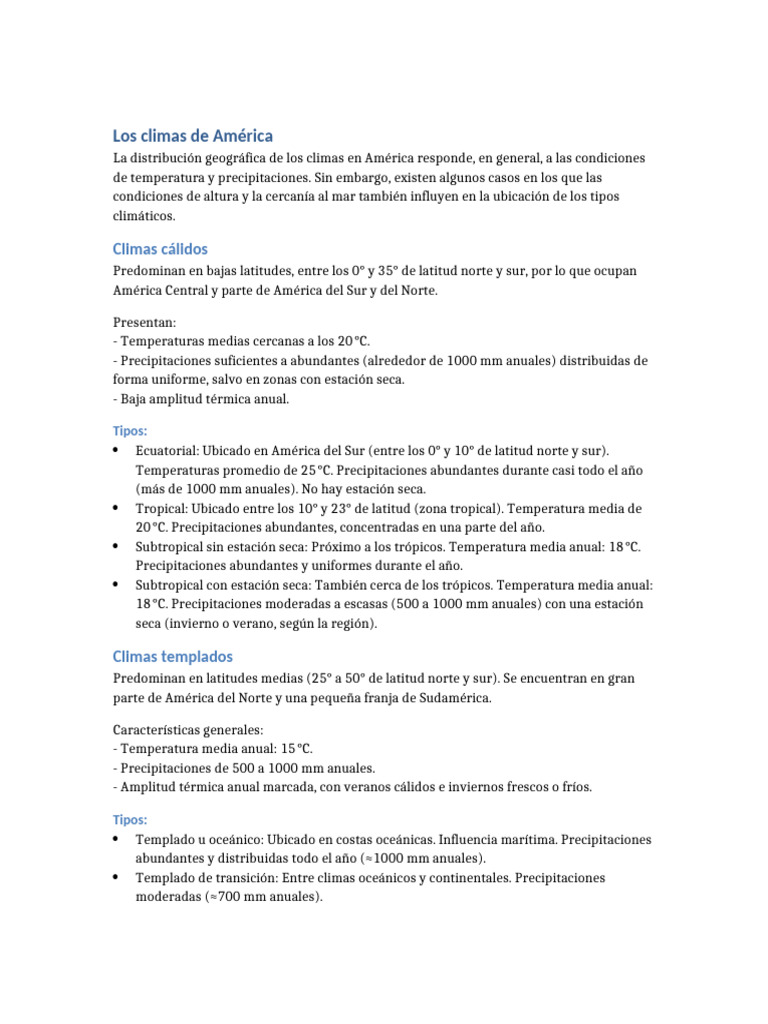 Climas de América: Tipos y Características | PDF | Clima templado | Clima