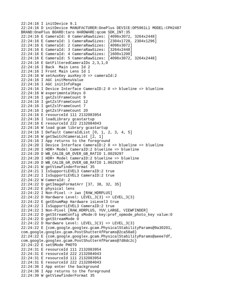 OnePlus Camera Initialization Log | PDF | Camera | Glass Engineering ...