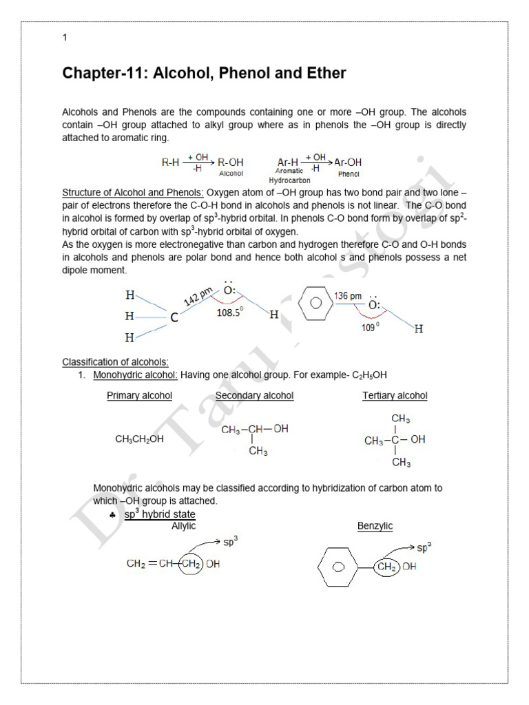 Alcohols and Phenols: Structure and Properties | PDF | Ether | Alkane