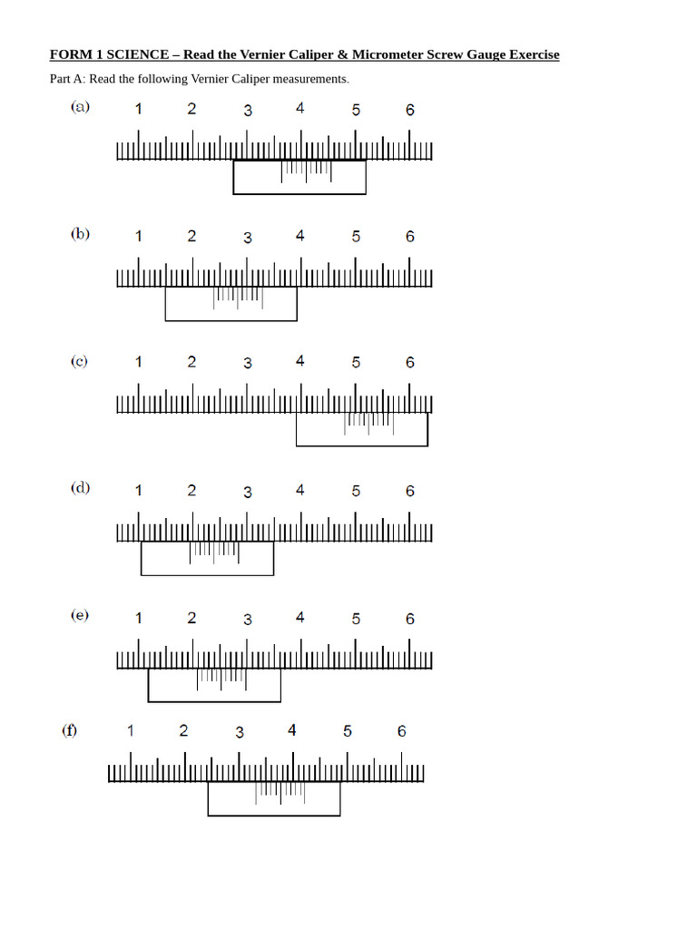 Micrometer Screw Gauge Reading Exercise | PDF