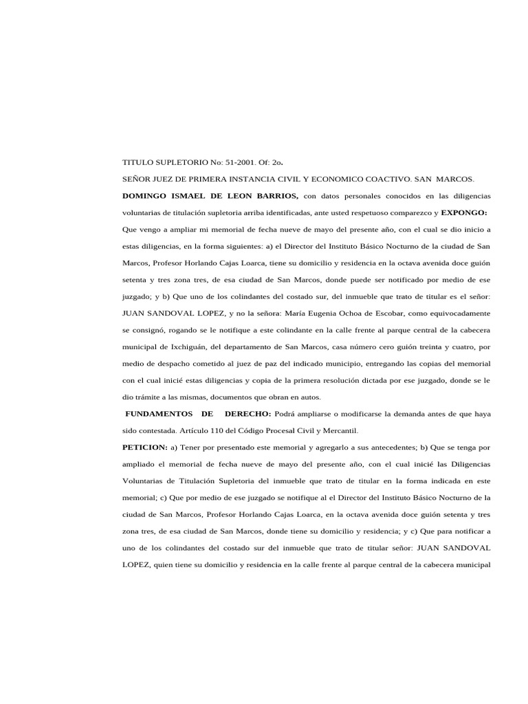 Ampliacion Por Cambio de Colindante | PDF